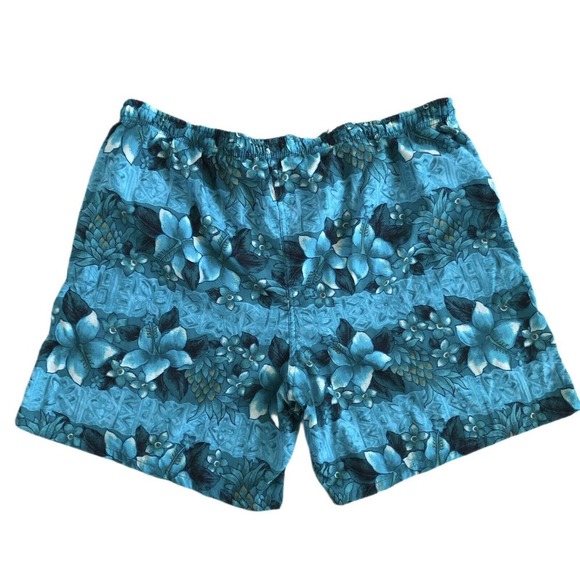 Vintage Speedo Nylon Green Floral Hawaiian Lined Swim Board Shorts Men Size L - Picture 4 of 9